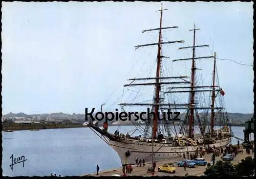 ÄLTERE POSTKARTE LA BRETAGNE SAINT-MALO LE SAGRES NAVIRE-ÉCOLE PORTUGAIS SCHIFF CITROEN 2CV sailing ship Ansichtskarte