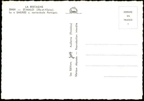 ÄLTERE POSTKARTE LA BRETAGNE SAINT-MALO LE SAGRES NAVIRE-ÉCOLE PORTUGAIS SCHIFF CITROEN 2CV sailing ship Ansichtskarte
