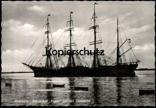 ÄLTERE POSTKARTE HAMBURG SCHULSCHIFF PAMIR AUF DER UNTERELBE SEGELSCHIFF Schiff Elbe sailing ship Ansichtskarte AK cpa