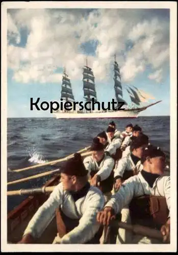 ÄLTERE POSTKARTE LANDUNGSBOOT MATROSEN SEGELSCHIFF FOTO HEINZ VON PERCKHAMMER Schiff sailing ship sailors Ansichtskarte