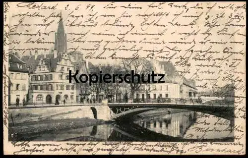 ALTE POSTKARTE STRASSBURG 1899 THOMASSTADEN PANORAMA PONT BRÜCKE BAHNPOST-STEMPEL Ansichtskarte postcard AK cpa