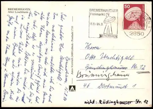 ÄLTERE POSTKARTE BREMERHAVEN HAFEN ALTER LEUCHTTURM lighthouse phare Ansichtskarte AK postcard cpa