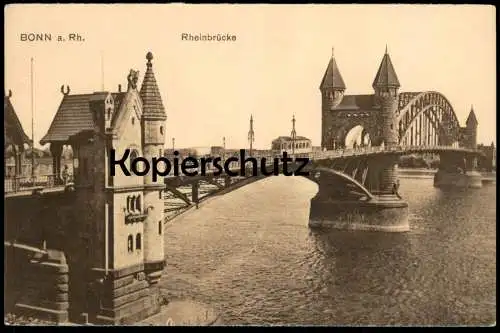 ALTE POSTKARTE BONN AM RHEIN RHEINBRÜCKE STRASSENBAHN Tram tramway bridge pont AK Ansichtskarte cpa postcard