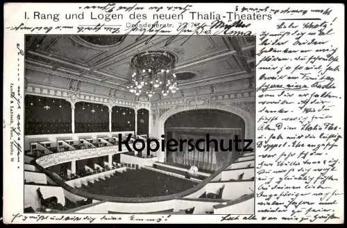 ALTE POSTKARTE BERLIN I. RANG UND LOGEN THALIA THEATER DRESDENER STRASSE 72/73 JEAN KREN ALFRED SCHÖNFELD Ansichtskarte