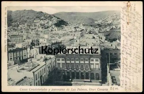 ALTE POSTKARTE LAS PALMAS GRAN CANARIA CASAS CONSISTORIALES Y PANORAMA Islas Canarias AK cpa postcard Ansichtskarte