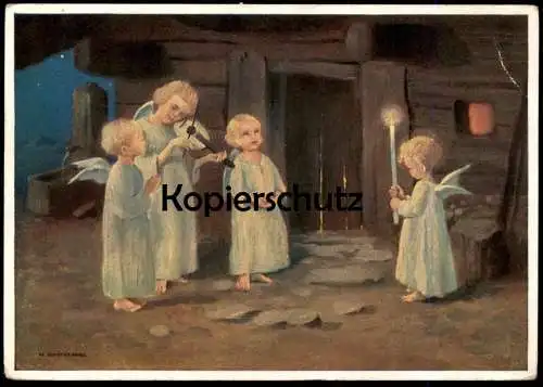 ALTE POSTKARTE ENGELSSTÄNDCHEN GEIGE VIOLINE VIOLIN ENGEL 1938 angel ange girl child enfant Kinder postcard cpa