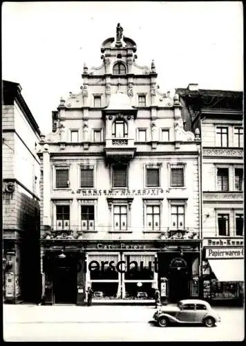 ÄLTERE POSTKARTE MAGDEBURG CAFÉ PETERS KUNST FOTOGRAFIE J. MARTIN PAPIERWAREN BUCH AUTO Ansichtskarte AK cpa postcard