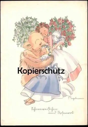 ALTE POSTKARTE MÄRCHEN SCHNEEWEISSCHEN UND ROSENROT BÄR SUSANNE ENGELMANN ours bear fairy tale Ansichtskarte postcard