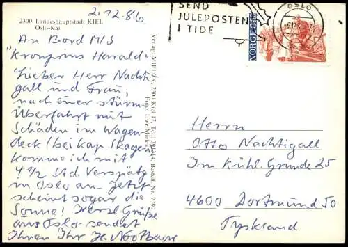 ÄLTERE POSTKARTE KIEL OSLO-KAI PRINSESSE RAGNHILD SCHIFF VW GOLF I Caravan Wohnwagen Haven harbour port ship AK postcard