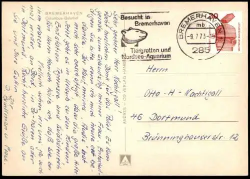 ÄLTERE POSTKARTE BREMERHAVEN COLUMBUS-BAHNHOF Columbusbahnhof Hafen harbour port train Zug Dampfer Schiff postcard cpa