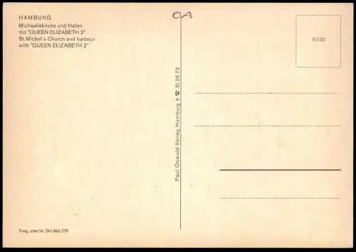 ÄLTERE POSTKARTE HAMBURG QUEEN ELIZABETH 2 MICHAELISKIRCHE HAFEN Kirche harbour Fähre Dampfer Schiff ship Ansichtskarte