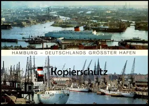 ÄLTERE POSTKARTE HAMBURG DEUTSCHLANDS GRÖSSTER HAFEN harbour port puerto Fähre Dampfer Schiff ship Ansichtskarte