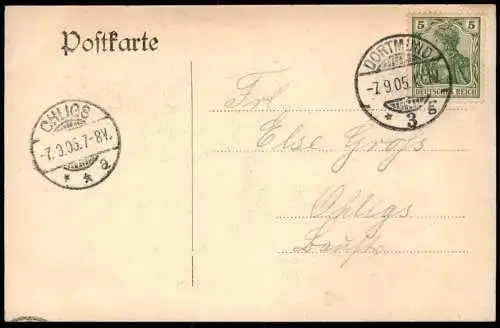 ALTE POSTKARTE DORTMUND BUSCHMÜHLE 1905 TEICH SEE SCHWAN BOOTE Ansichtskarte AK postcard cpa