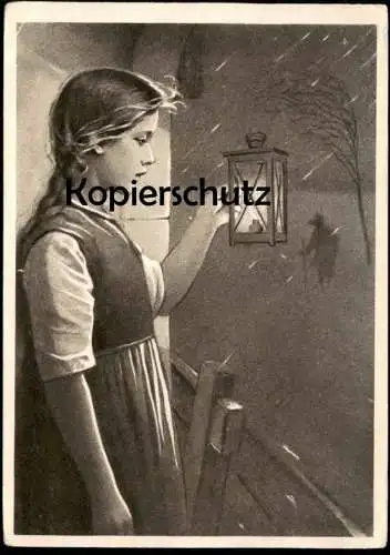 ALTE KÜNSTLER POSTKARTE LEUCHTEN MÜSSEN WIR LICHT LAMPE KIND MÄDCHEN META LÖWE child enfant Ansichtskarte cpa postcard