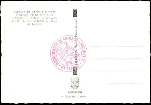 ÄLTERE POSTKARTE PRINCIPAUTE DE MONACO MONTE CARLO LA RELÈVE DE LA GARDE soldiers changing of the guard Wachablösung