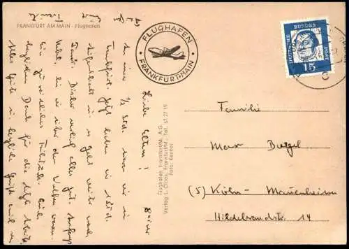 ÄLTERE POSTKARTE FLUGHAFEN FRANKFURT AM MAIN ABFERTIGUNG VARIG BRASILIEN Flugzeug Airport Airplane Aircraft Brazil cpa