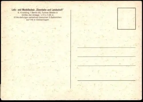 ÄLTERE POSTKARTE BERLIN MODELLEISENBAHN B. KREMLING INTERCITY ZUG BAHN MODELLBAHN ANLAGE train Ansichtskarte postcard