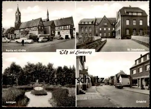 ÄLTERE POSTKARTE ELZ BEI LIMBURG ST. JOSEFSHAUS ORTSBILD ANLAGEN PARTIE MIT KIRCHE WESTERWALD Ansichtskarte AK postcard