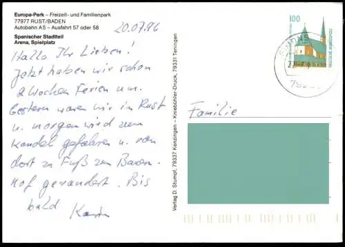 ÄLTERE POSTKARTE EUROPA-PARK RUST Fun Park Parc Attraction Theme Parc d'attractions Funpark Spielplatz Ansichtskarte AK