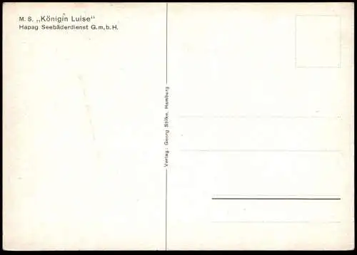 ÄLTERE KÜNSTLER POSTKARTE M.S. KÖNIGIN LUISE HAPAG SEEBÄDERDIENST DAMPFER Schiffe Schiff ship Ansichtskarte postcard cpa
