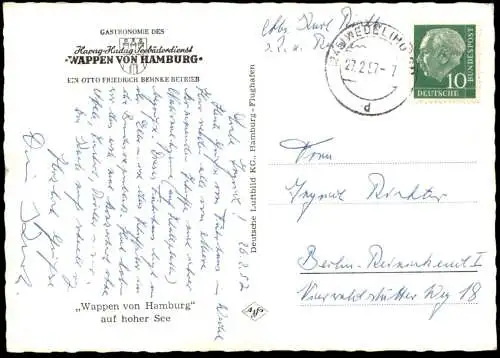 ÄLTERE POSTKARTE HAMBURG FAHRGASTSCHIFF MS WAPPEN VON HAMBURG OTTO BEHNKE Schiff ship bateau Ansichtskarte cpa postcard
