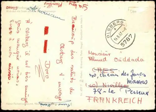 ÄLTERE POSTKARTE OLSBERG BIGGE BLICK AUF DIE STADT VON DER JUGENDHERBERGE Panorama Sauerland Ansichtskarte cpa postcard