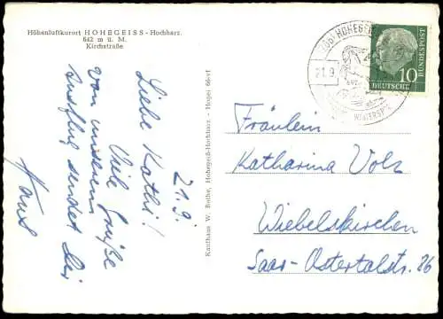 ALTE POSTKARTE HOHEGEISS HOCHHARZ KIRCHSTRASSE FUHRWERK PFERD BRAUNLAGE IM HARZ Ansichtskarte AK cpa postcard
