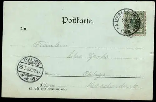ALTE POSTKARTE GRUSS AUS BENSHEIM BEI NACHT 1898 MONDSCHEINKARTE MOND MONDSCHEIN Ansichtskarte AK cpa postcard