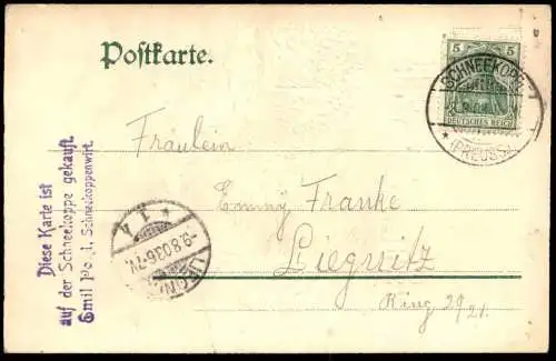 ALTE PRÄGE-POSTKARTE GRUSS AUS DEM RIESENGEBIRGE SCHNEEKOPPE STATION IN DEN WOLKEN Schlesien Ansichtskarte postcard cpa