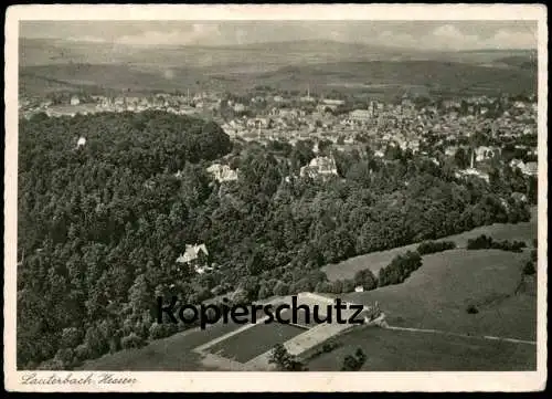 ALTE POSTKARTE LAUTERBACH HESSEN 1946 FLIEGERAUFNAHME LUFTBILD PANORAMA SCHWIMMBAD FREIBAD AN BUNKER BONN cpa postcard