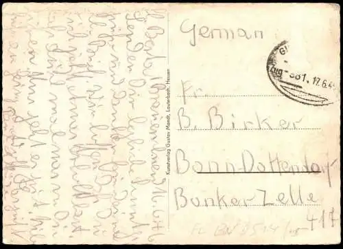 ALTE POSTKARTE LAUTERBACH HESSEN 1946 FLIEGERAUFNAHME LUFTBILD PANORAMA SCHWIMMBAD FREIBAD AN BUNKER BONN cpa postcard