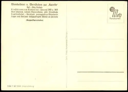 ALTE POSTKARTE KRESSBRONN AM BODENSEE WEINKELLEREI UND WEINSTUBE ZUR KAPELLE WEIN HEXE WITCH SORCIÈRE cpa postcard AK