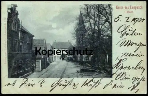 ALTE POSTKARTE LENGERICH IN WESTFALEN MONDSCHEINKARTE 1900 MOND RÖMER RATHAUSPLATZ Ansichtskarte AK postcard cpa