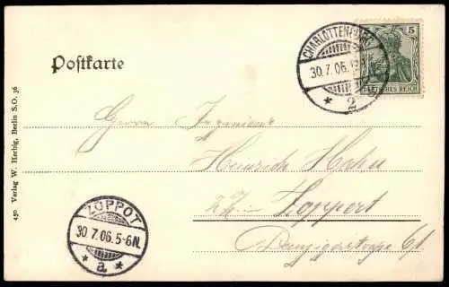 ALTE POSTKARTE BERLIN WANNSEE AUSSICHT NACH KAISER WILHELM TURM AUFDRUCK GRUNEWALD GESCHWÄRZT Ansichtskarte cpa postcard