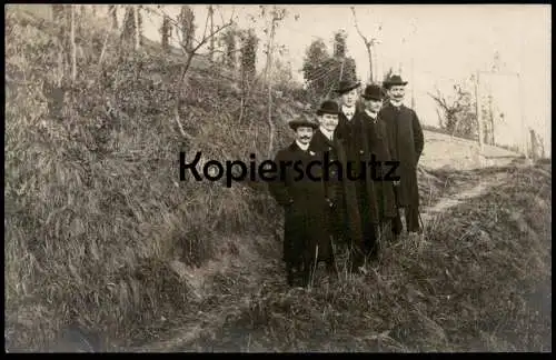 ALTE FOTO POSTKARTE FÜNF HERREN SPAZIERGÄNGER WANDERER STEMPEL STUTTGART NACH ASCHAFFENBURG Ansichtskarte cpa postcard