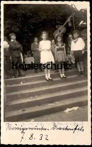 ALTE FOTO POSTKARTE DRACHENFELS KÖNIGSWINTER 1932 KINDER MÄDCHEN JUNGE GITARRE Photo an Burg Weckbecker Lehmen