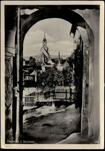 ALTE POSTKARTE OEDERAN IN SACHSEN TORDURCHBLICK PANORAMA Ansichtskarte AK postcard cpa