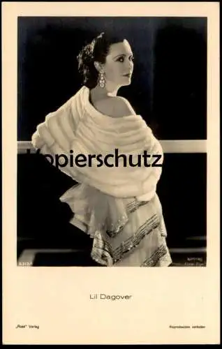 ALTE POSTKARTE LIL DAGOVER MIT PELZ SCHMUCK OHRRING FILM-SCHAUSPIELERIN ROSS VERLAG WARNER ELMER FRYER Kino AK postcard