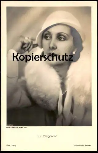 ALTE POSTKARTE LIL DAGOVER MIT PELZ UND HUT FILM-SCHAUSPIELERIN ROSS VERLAG ATELIER MANASSÉ WIEN Kino AK postcard cpa