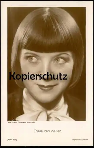 ALTE POSTKARTE TRUUS VAN AALTEN FILM-SCHAUSPIELERIN ROSS VERLAG ATELIER TANNENWALD WIESBADEN Frisur Pottschnitt postcard