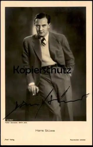 ALTE POSTKARTE HANS STÜWE AUTOGRAMM FILM-SCHAUSPIELER ATELIER SCHNEIDER BERLIN ROSS VERLAG actor acteur AK cpa postcard
