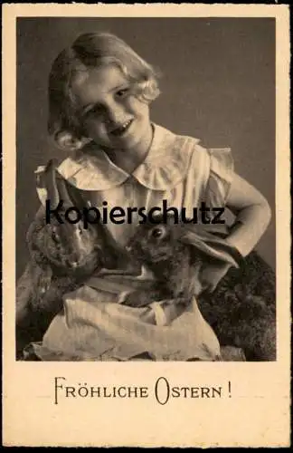 ALTE POSTKARTE FRÖHLICHE OSTERN MÄDCHEN MIT KANINCHEN KIND easter rabbit lapin enfant child girl AK cpa postcard