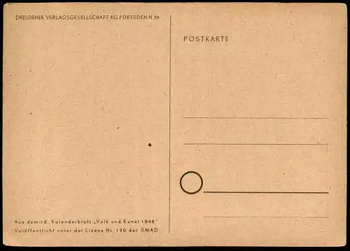ALTE KÜNSTLER POSTKARTE DER FELDWEG ARTUR HENNE LIEBSTADT SACHSEN RADIERUNG 1948 Ansichtskarte AK cpa postcard