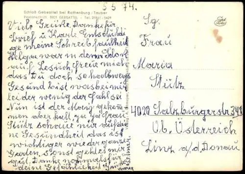 ÄLTERE POSTKARTE SCHLOSS GEBSATTEL BEI ROTHENBURG TAUBER SONDHEIM chateau castle Ansichtskarte AK postcard