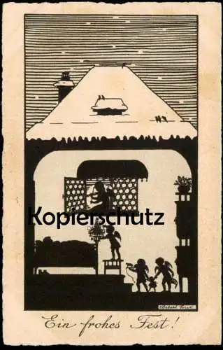ALTE KÜNSTLER POSTKARTE EIN FROHES FEST ENGEL KIND ELSBETH FORCK angel ange Scherenschnitt Ansichtskarte AK cpa postcard