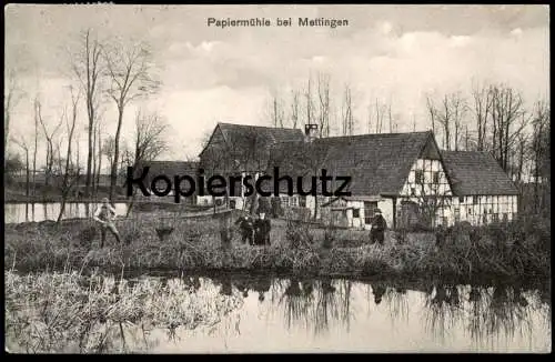 ALTE POSTKARTE METTINGEN WESTFALEN PAPIERMÜHLE MÜHLE HOF Teich Fachwerkhaus Ansichtskarte AK cpa postcard