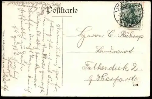 ALTE POSTKARTE METTINGEN WESTFALEN PAPIERMÜHLE MÜHLE HOF Teich Fachwerkhaus Ansichtskarte AK cpa postcard