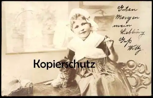 ALTE POSTKARTE MÄDCHEN KATZENBABY KATZE Kätzchen chat cat girl fille Kind child AK cpa postcard Ansichtskarte