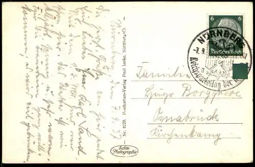 ALTE POSTKARTE NÜRNBERG MÄNNLEINLAUFEN AN DEFRAUENKIRCHE Stoja Kirche Stempel Reichsparteitag Ansichtskarte cpa postcard