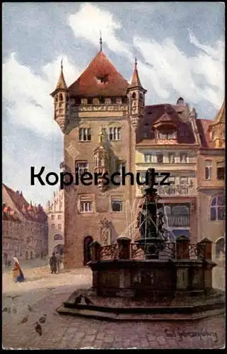 ALTE KÜNSTLER POSTKARTE NÜRNBERG NASSAUER HAUS MALER ZEICHNER PAUL SOLLMANN COBURG Ansichtskarte AK cpa postcard
